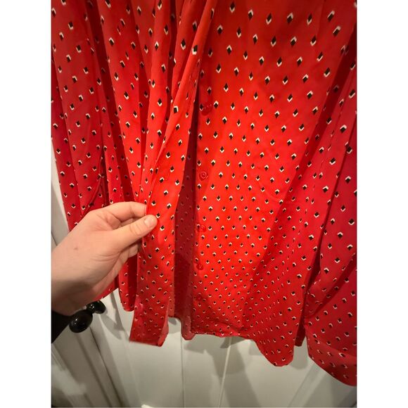Rachel Zoe Red patterned tie blouse sz M - Picture 5 of 9